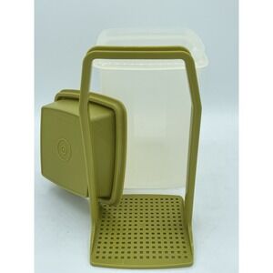 Vintage Tupperware Pickle / Olive Keeper 8.5" Avocado‎ Green Clear Lid 1560